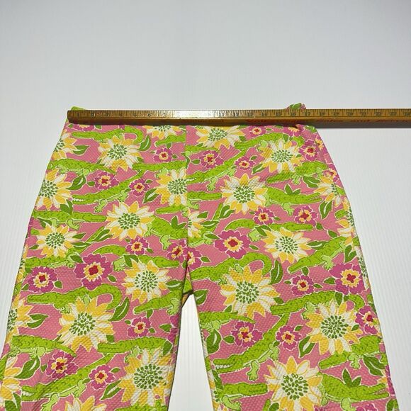 Lilly Pulitzer Vintage Captis Pants Size 12 Alligator Floral Print Textured Bows - Picture 7 of 11